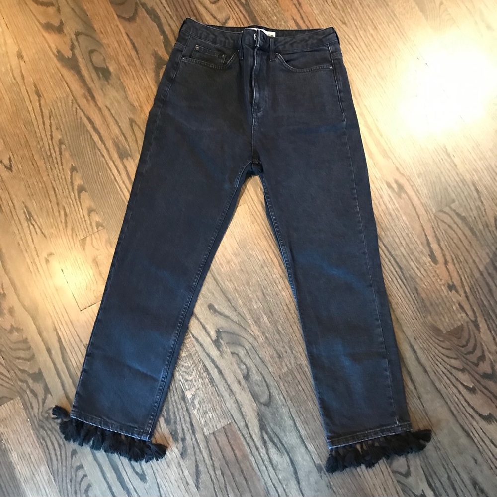 Topshop Cropped Tassel Jeans - Picture 2 of 4